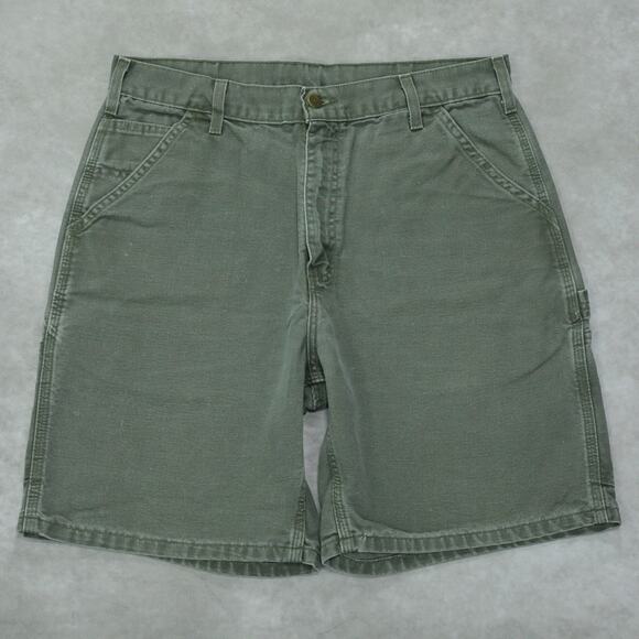 Vintage Y2K Carhartt B25 MOS Moss Green Carpenter Shorts 33x8.15 - Picture 2 of 13